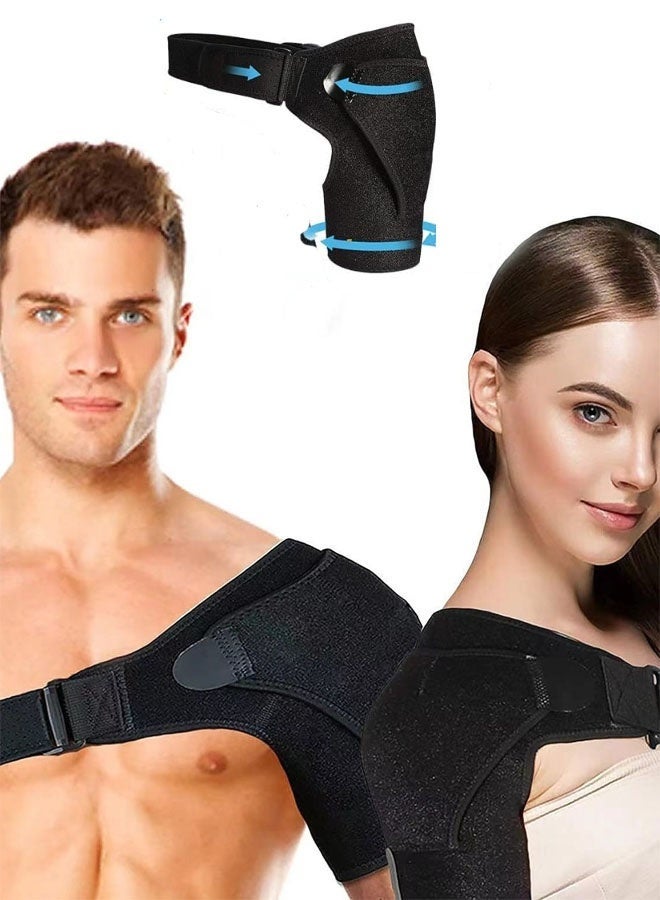 كيلا دعامة الكتف للرجال والنساء، حمالة ذراع لتثبيت الكتف لتمزق عضلة المدورة، كم ضاغط للكتف ودعم لتخفيف الألم، قابل للتعديل، مناسب (1، أسود) - Image 1